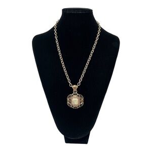 Barse Necklace Thailand Bronze Tone Glass & Stone Pendant